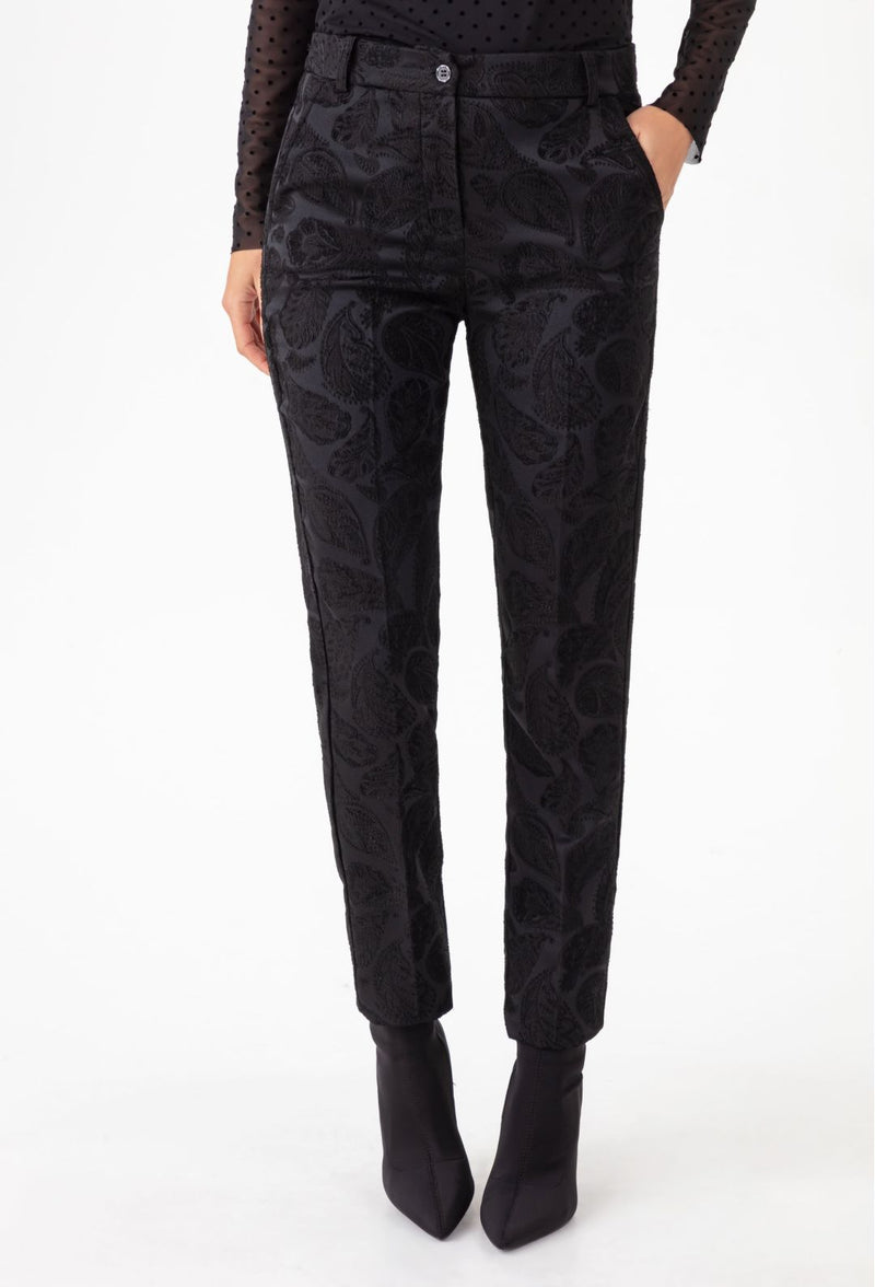 Pantalon cigarette Baker en jacquard noir