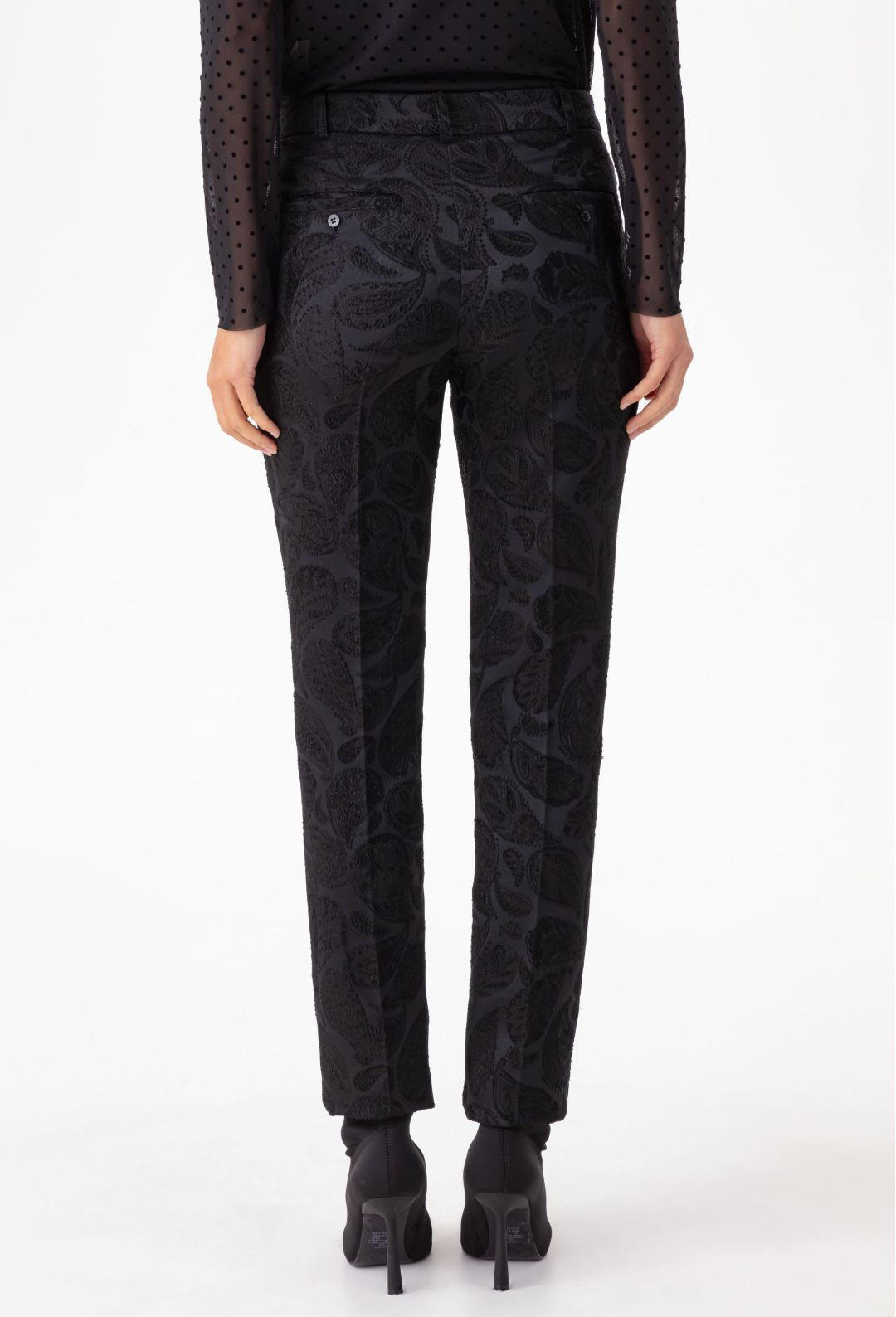 Pantalon cigarette Baker en jacquard noir