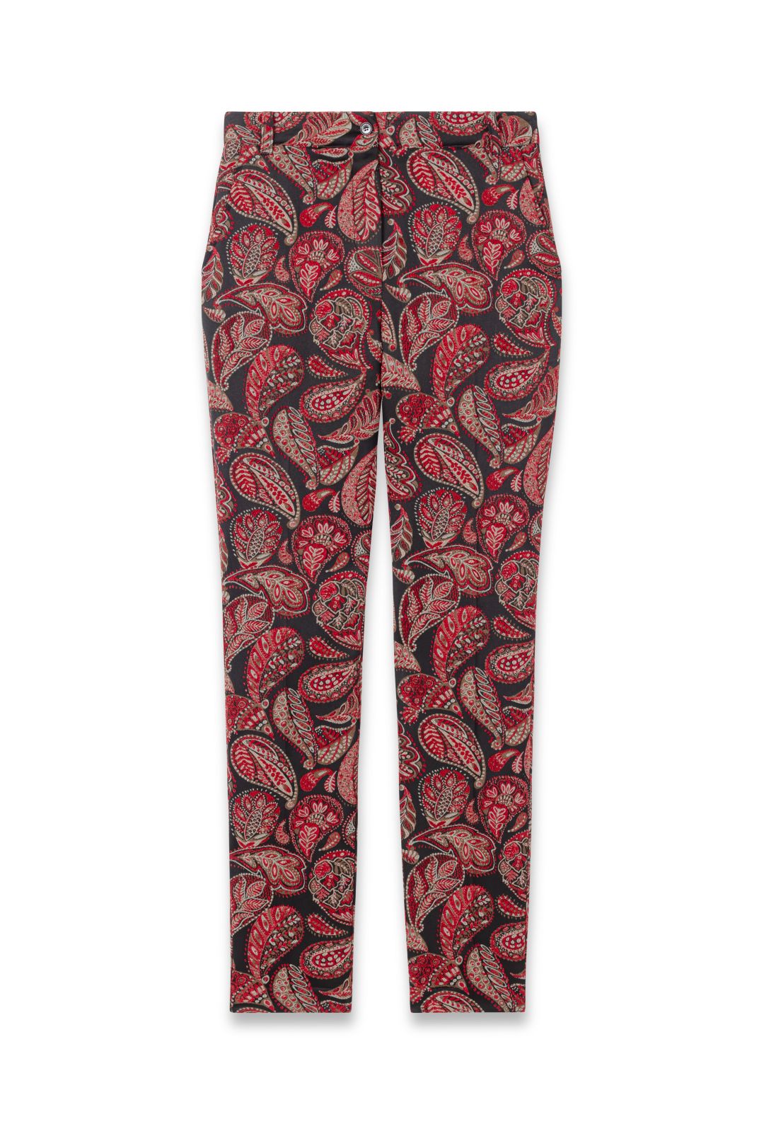 Pantalon cigarette Baker en jacquard rouge