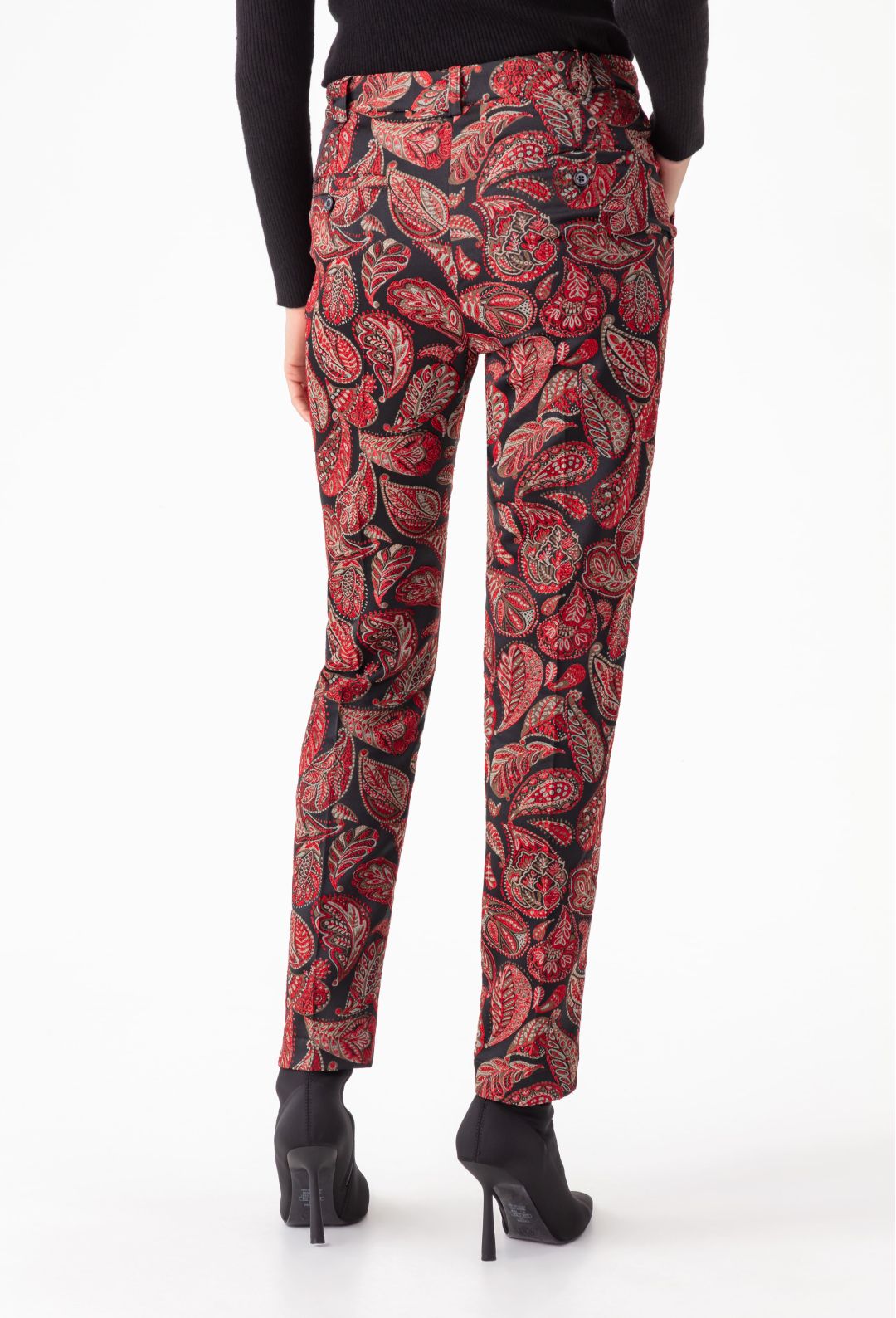 Pantalon cigarette Baker en jacquard rouge