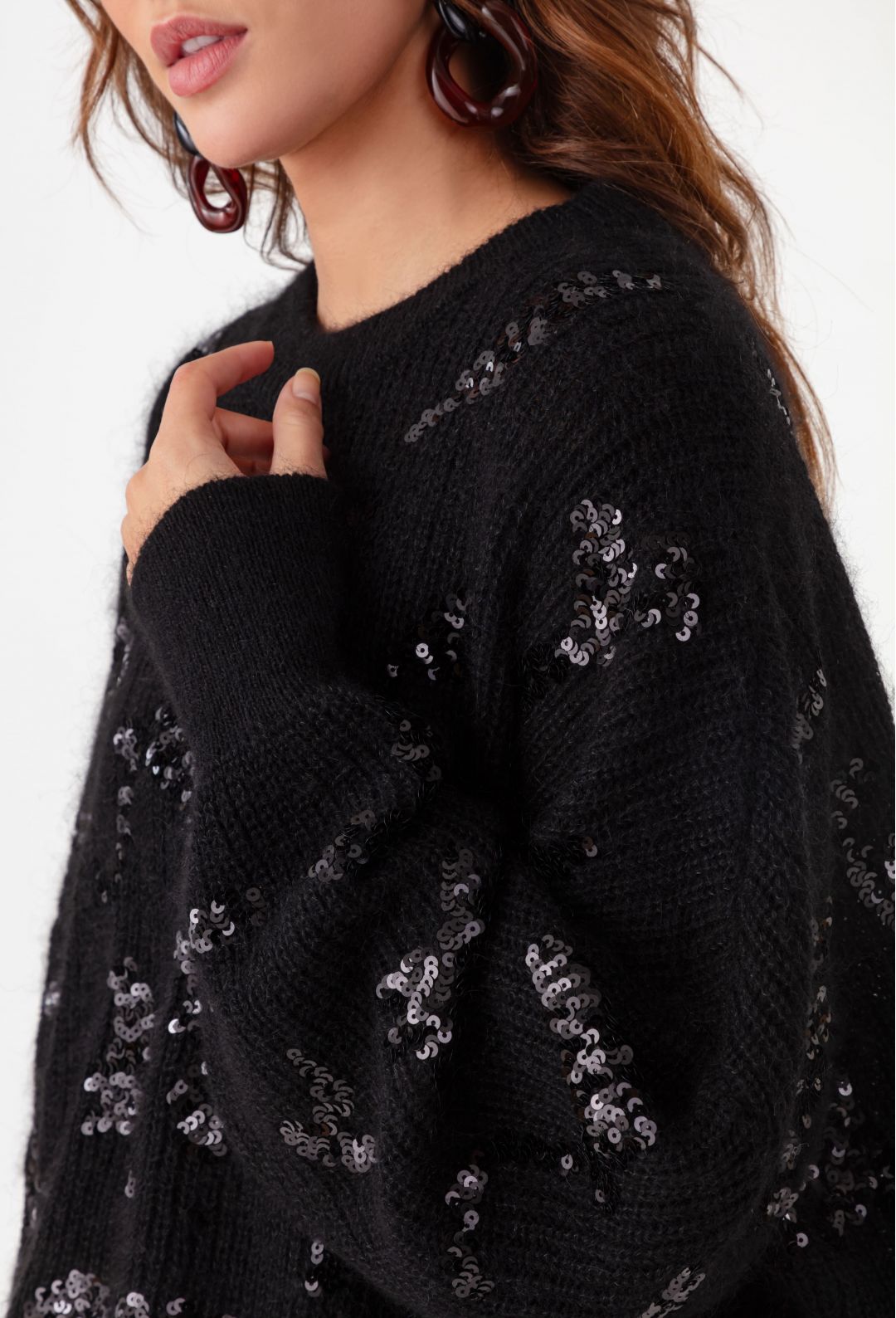 Pull Kay noir à sequins en alpaga