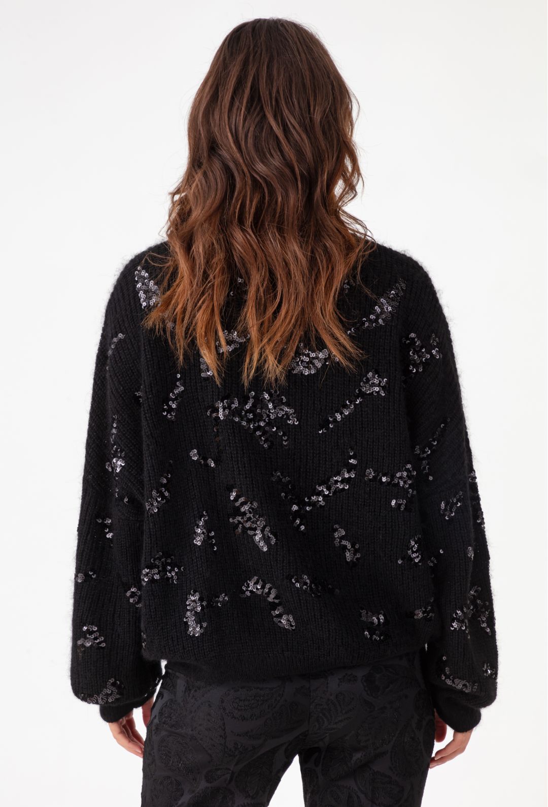 Pull Kay noir à sequins en alpaga