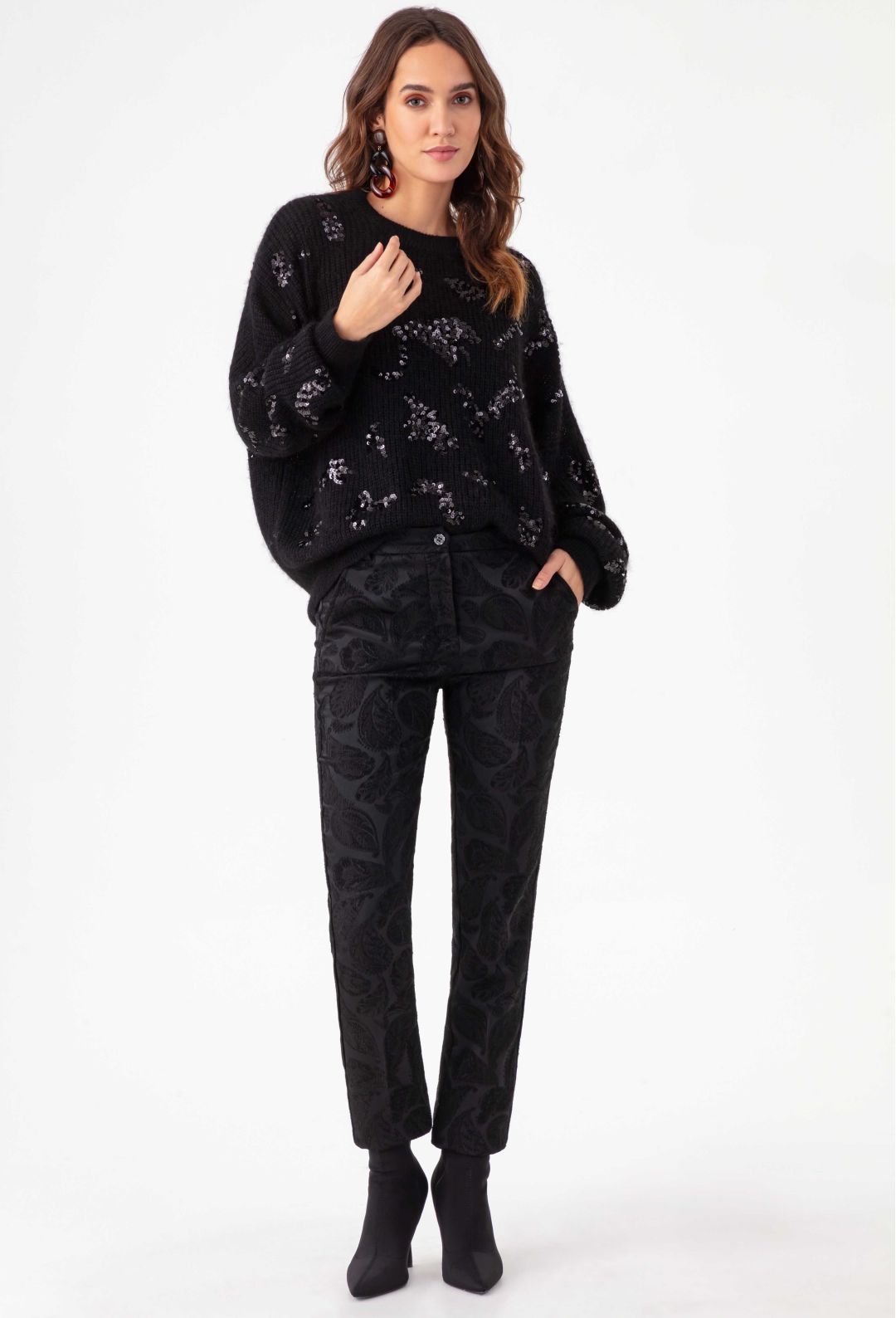 Pull Kay noir à sequins en alpaga
