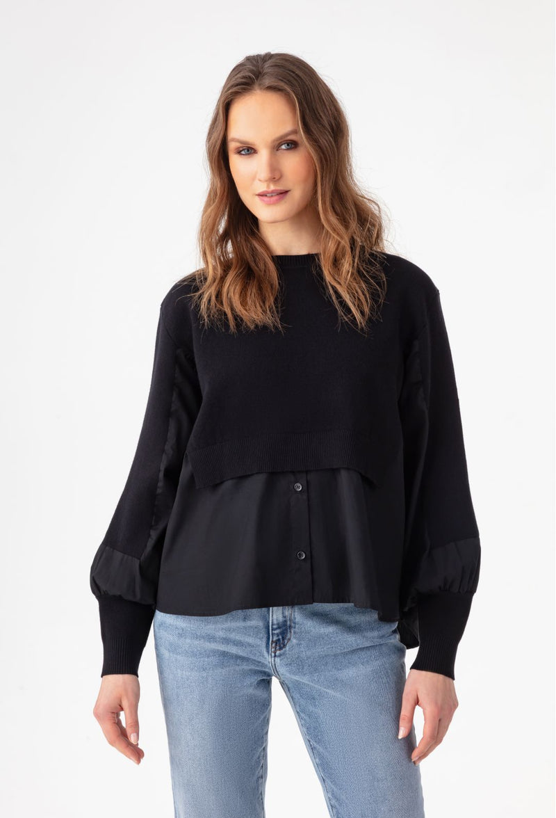 Pull Raven Chemise Noir en Laine