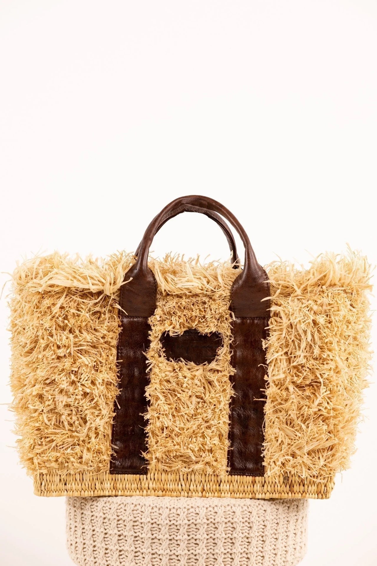 Sac ZOEY - Raphia naturel et cuir