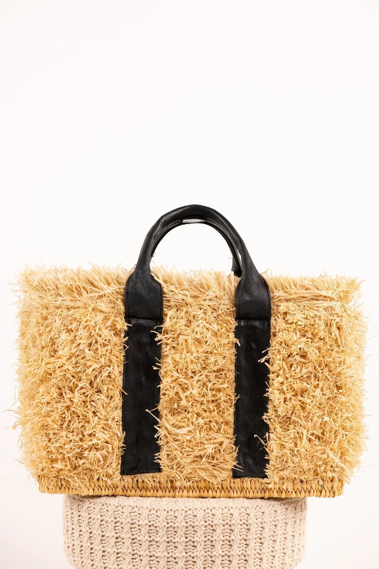 Sac ZOEY - Raphia naturel et cuir