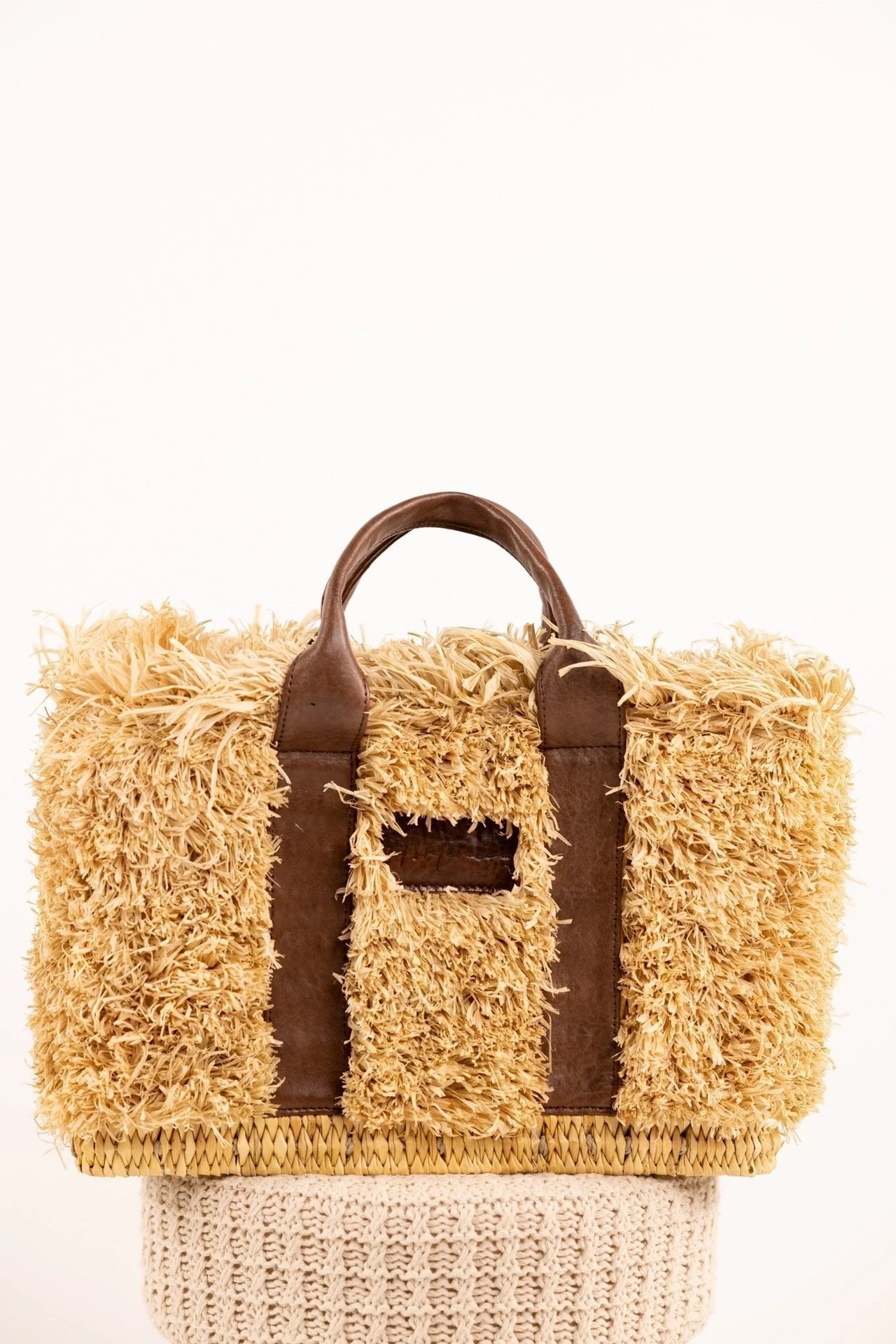 Sac ZOEY - Raphia naturel et cuir