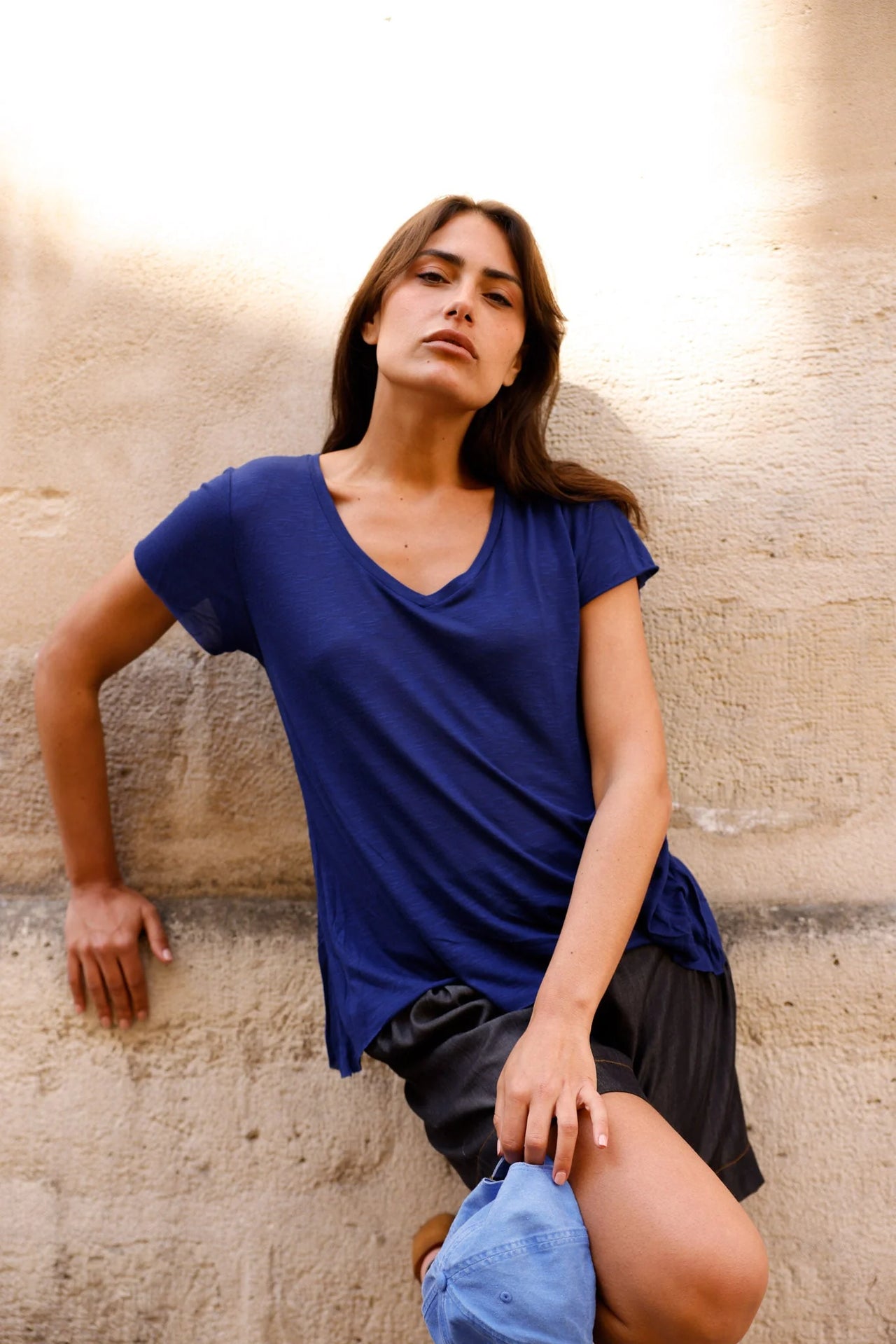 T-shirt MADISON bleu marine - Col V