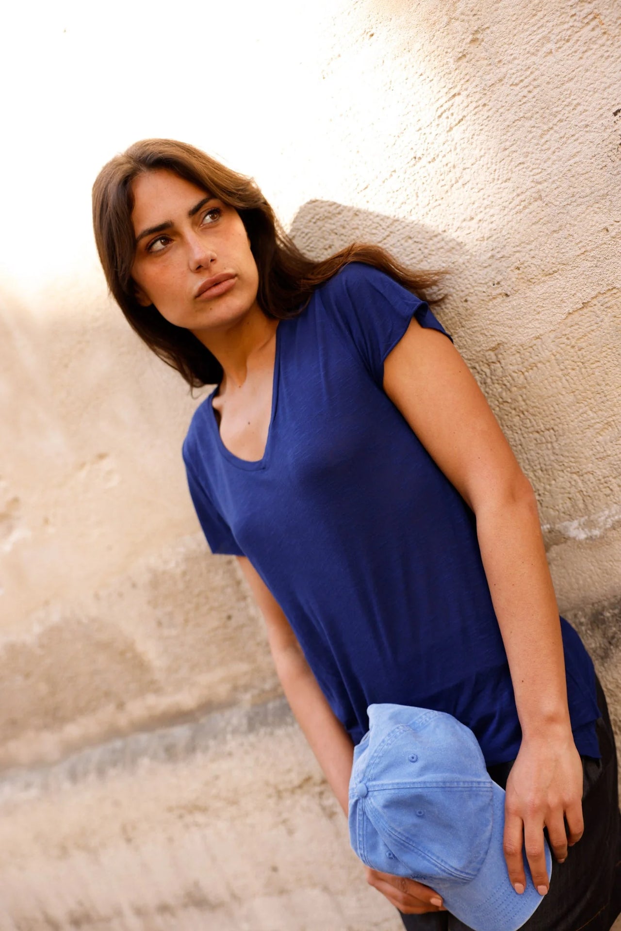 T-shirt MADISON bleu marine - Col V