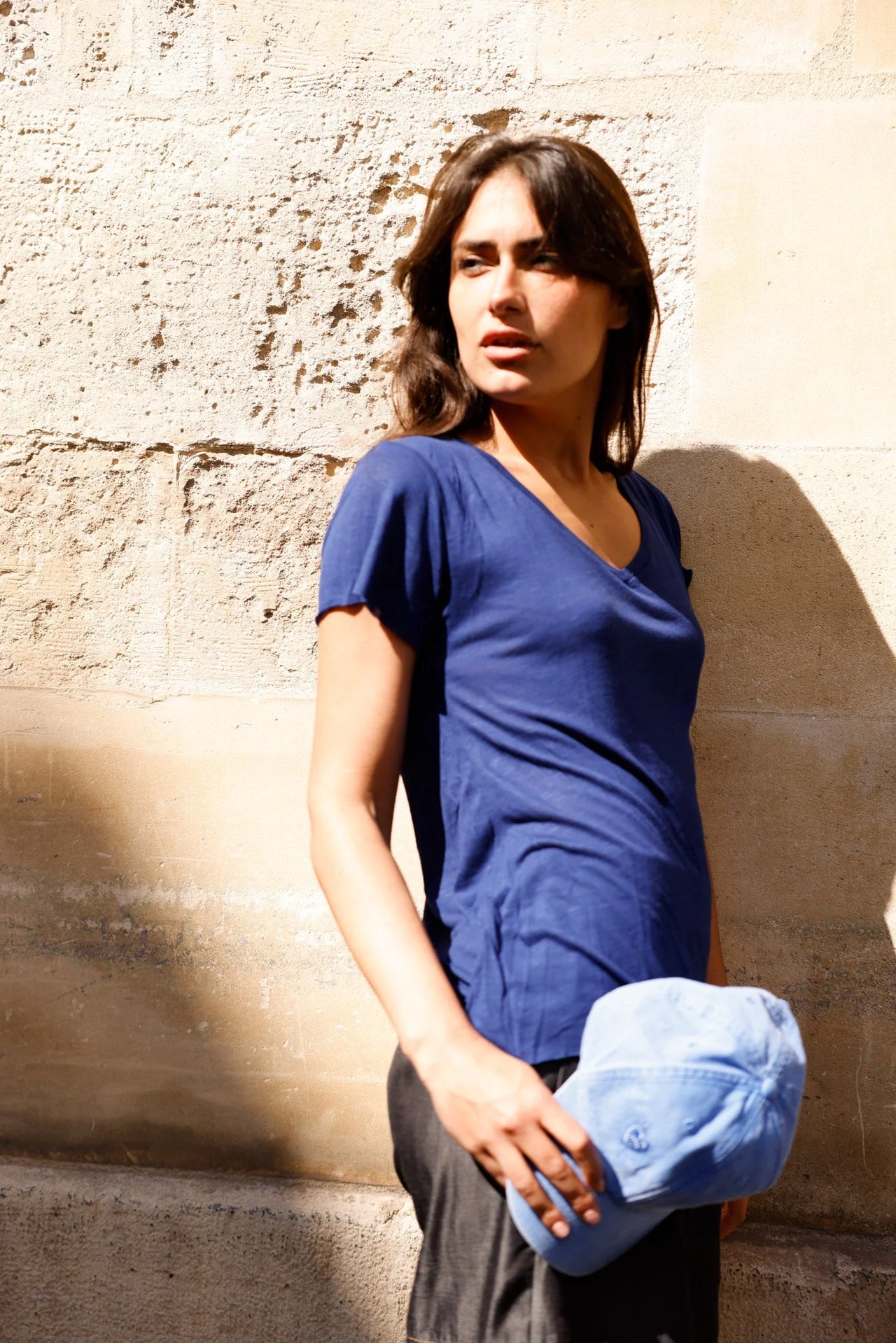 T-shirt MADISON bleu marine - Col V