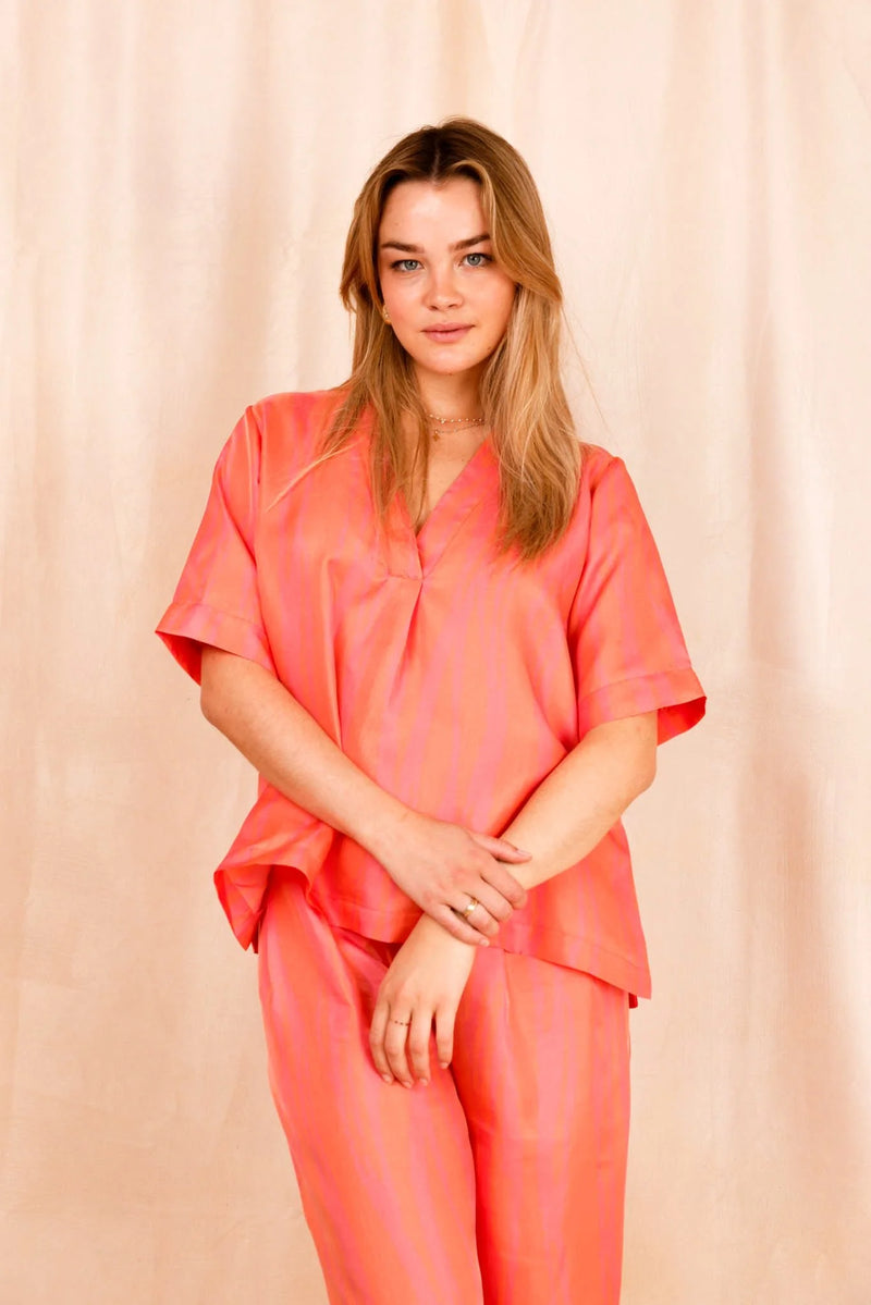 Top NOÉ - Zébré orange - 100% soie