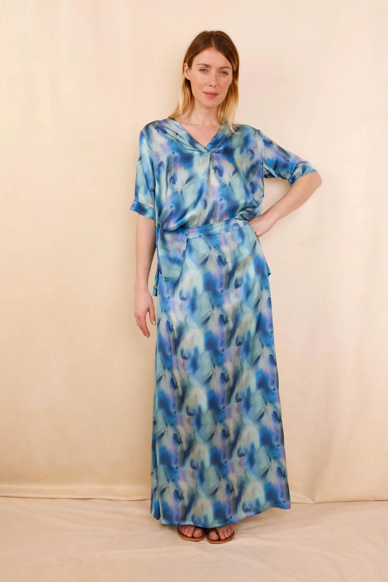 Top NOÉ Mermaid blue - 100% soie
