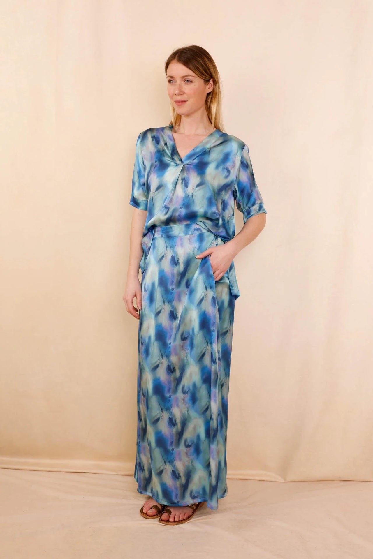Top NOÉ Mermaid blue - 100% soie