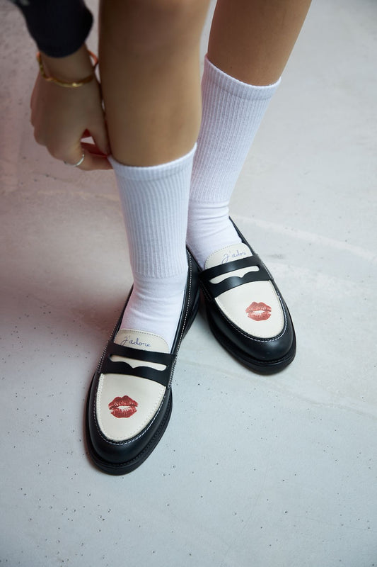 Mocassins Wilde Black & White Kiss